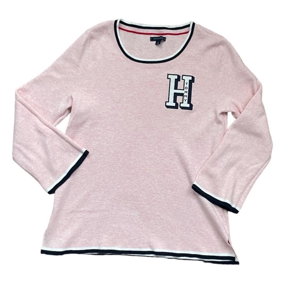 Tommy Hilfiger Light Pink Contrast Trim Top – Size L